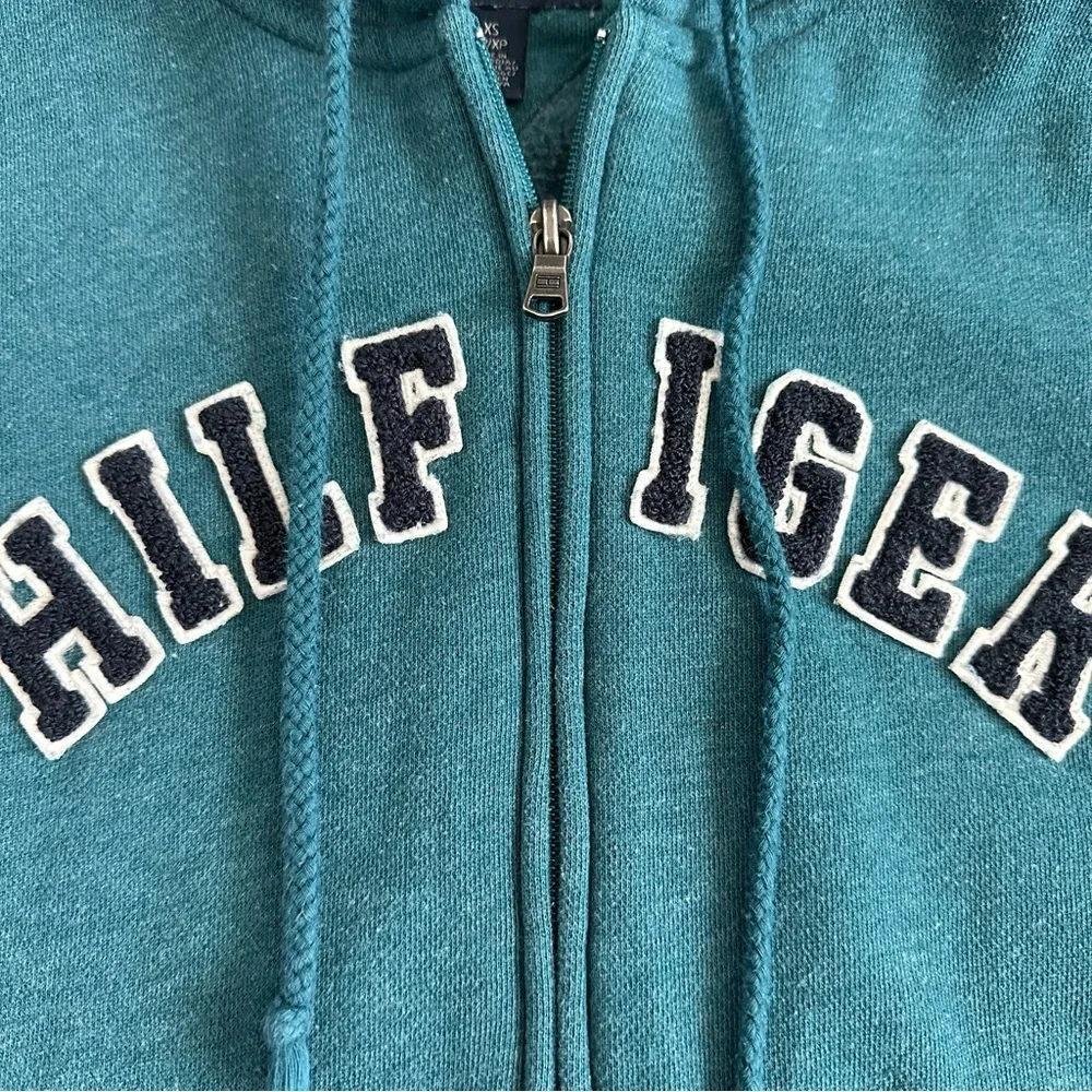 Tommy Hilfiger Zip Up Sweater Jacket Turquoise Womens XS